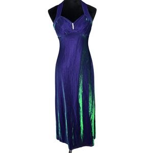 Morgan & Co Babydoll Purple Green Iridescent Mesh Maxi Dress Small Mermaid Fairy